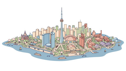 Fototapeta premium Toronto skyline and famous landmarks isometric vector illustration