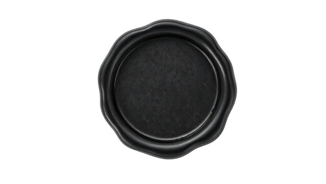 Black blank wax seal isolated on black background