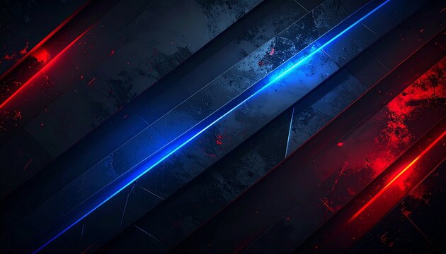 Dark digital artwork featuring diagonal overlapping abstract shapes, glowing neon accents, and futuristic geometric elements, creating a dynamic modern composition suitable for technology, design, bac