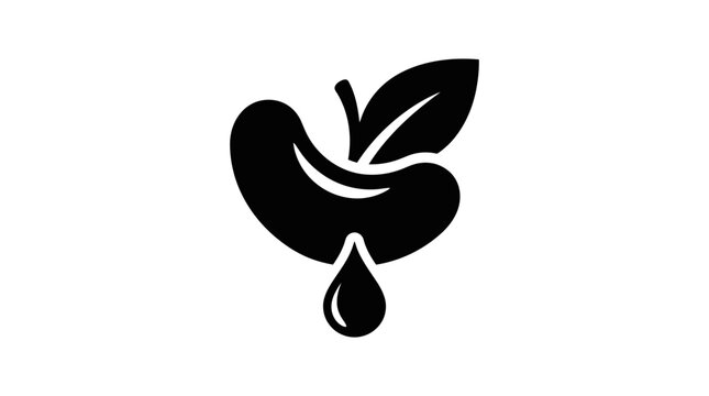 Abstract Fruit With Leaf And Water Drop Organic Juice Logo Icon