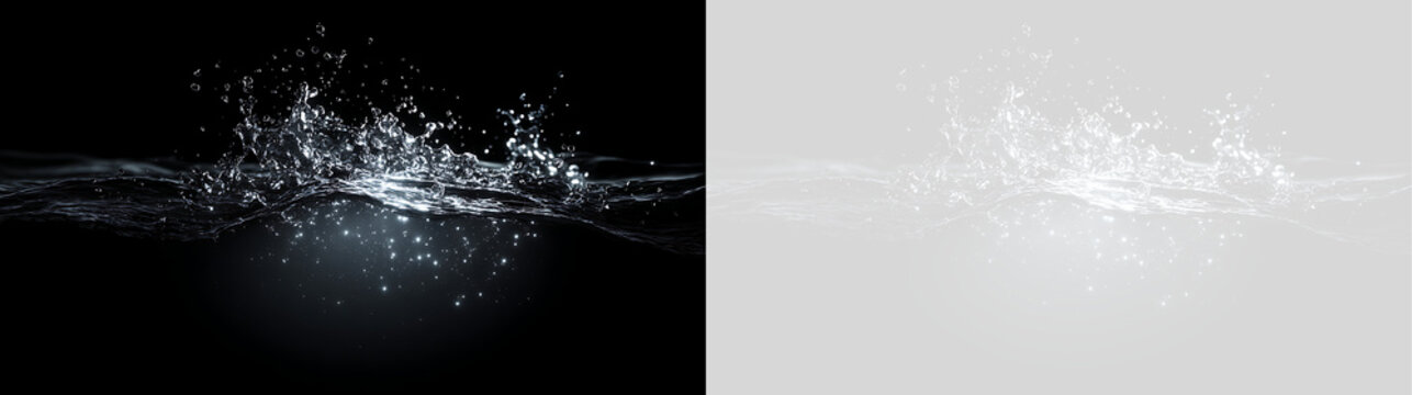 Water splash surface with underwater bubbles on transparent background. Clear liquid waves isolated