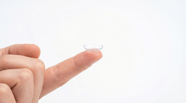 Close-Up of Soft Contact Lens Balanced on Human Finger Tip