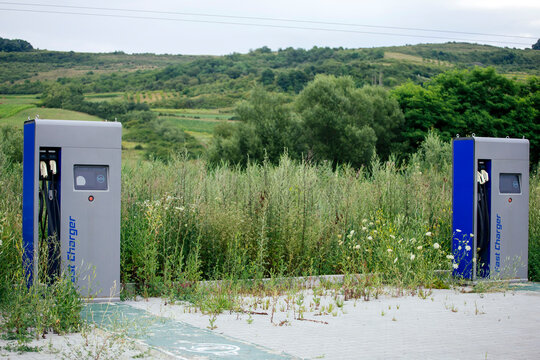 Abandoned electric vehicle charging station.