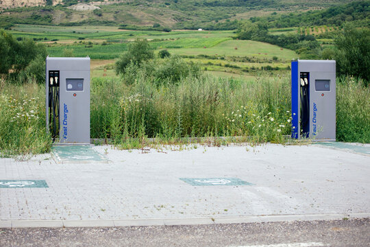 Abandoned electric vehicle charging station.
