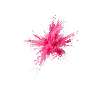 Vibrant Pink Powder Burst Against Plain White Background