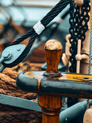 Nautical Details on a Historic Sailing Ship Mast and Rigging in Gdynia © Marcin