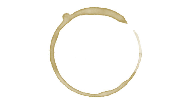 Incomplete Coffee Cup Ring Stain Isolated on White Background

