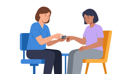 Obraz premium Nurse testing blood glucose level for woman.