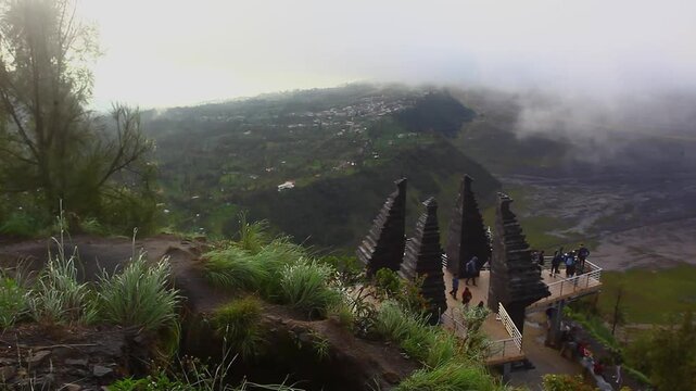 view short time after sunrise at the idyllic volkano park on Bromo, Java island, Indonesia