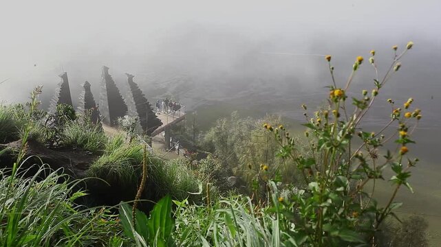 view short time after sunrise at the idyllic volkano park on Bromo, Java island, Indonesia