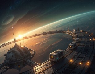 futuristic space station orbit