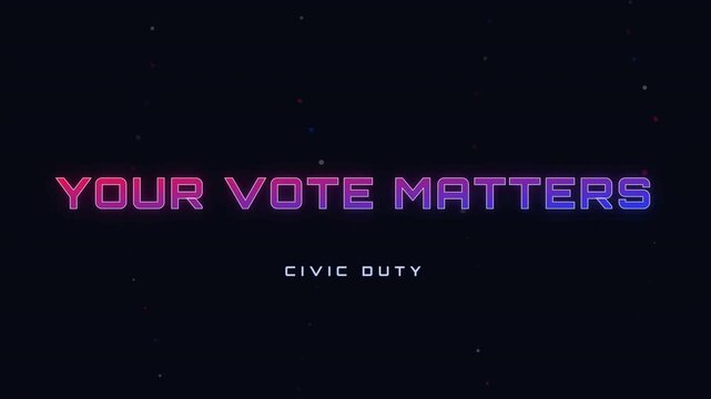 Your Vote Matters patriotic neon text animation for civic duty
