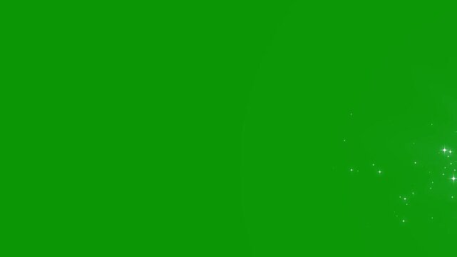 Silver sparkle dust flows like a magical ribbon across the screen, decorated with glowing stars, tiny twinkles and brilliant particles against a clean green background for video editing 4k