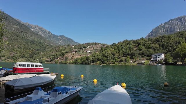 Lake Moro - a stunning hidden mountain lake near Boario Terme, Lombardy, Italy 