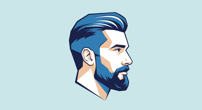 Stylized illustration of a man with a beard and modern haircut.
