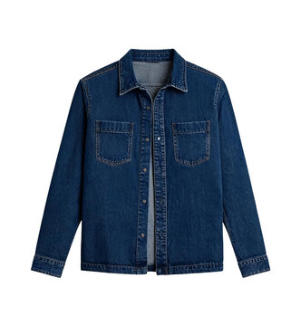 Classic Dark Blue Denim Button Up Long Sleeve Shirt