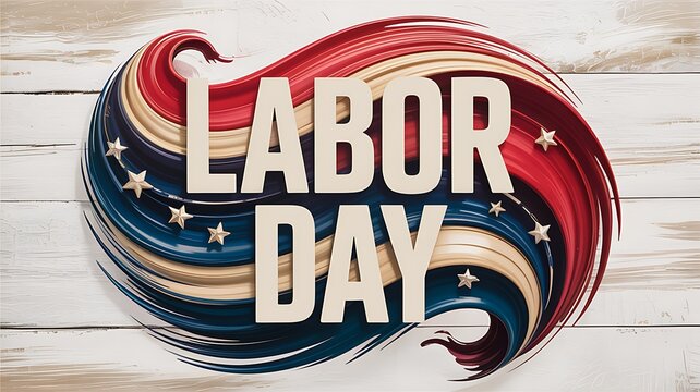 Celebratory Labor Day Creative Design with Stars and Stripes Theme on White Background