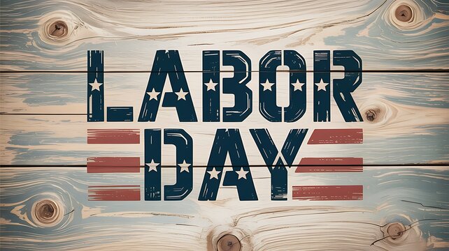 Labor Day celebration design with rustic wooden background and festive patriotic elements