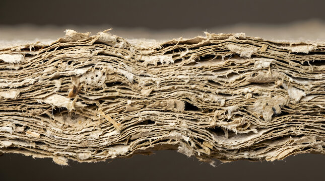Packaging Concept Corrugated Cardboard Cross Section Showing Paper Fibers Isolated on a transparent background