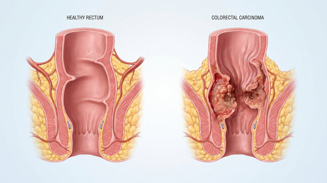 3D Cross Section of Rectum showing Colorectal Carcinoma Tumor
