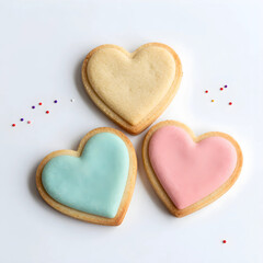 Obraz premium Love and celebration with heart-shaped cookies, valentines day dessert, sweet treats for special occasions