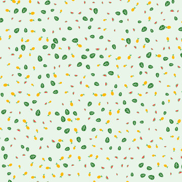 Fresh summer pattern with pineapple and watermelon art