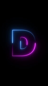 Letter D - shaking symbol outline looping on black background in 4k animation