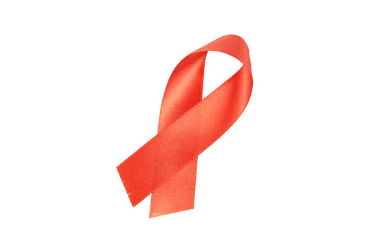 red ribbon bow made of shiny red silk or satin band isolated on white or transparent png