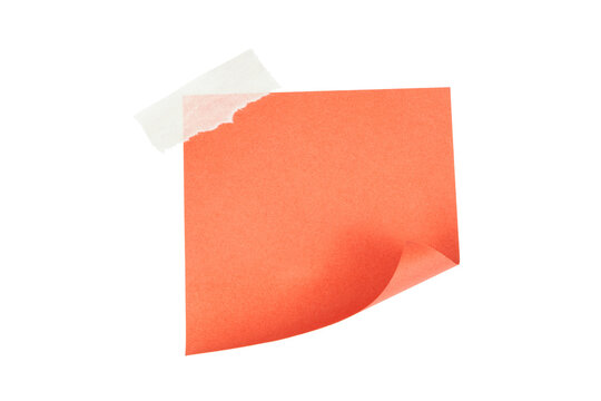 blank red sticky note taped to the wall isolated on white or transparent png