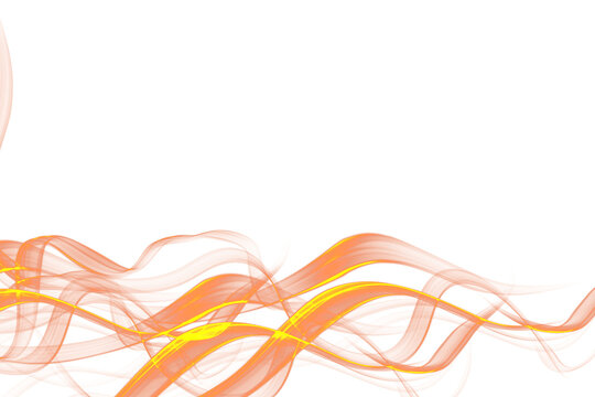 Abstract Orange and Yellow Flowing Waves on transparent Background with Copy Space for Graphic Design