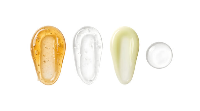 Cosmetic gel and cream serum smears drops collection isolated as PNG