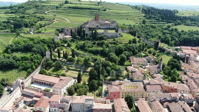 Vista di Soave dall'alto con i vigneti