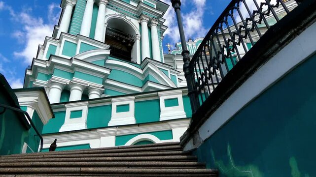 Little girl walks near Cathedral in Smolensk