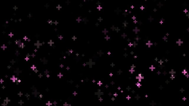 黒背景に浮かぶピンクの星型粒子
