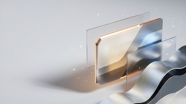 Shimmering metallic shapes in futuristic 3D rendering