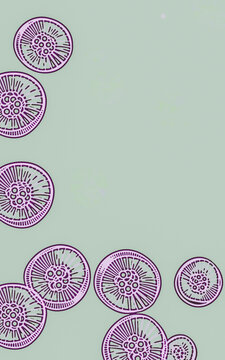Pink jellyfish floating on a green background. Sea life, marine style, colors, poster, book cover

