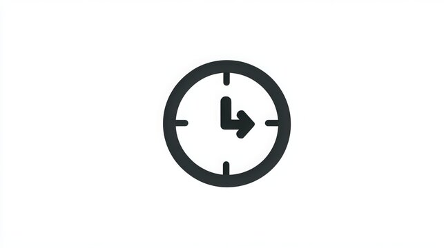 Minimalist arrow clock showing forward progress, sleek black circular design for modern business branding and time management concepts