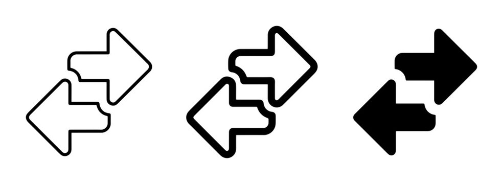 Reciprocal Arrows Icon Set, Bidirectional Exchange Symbols, Data Transfer and Connection Graphics