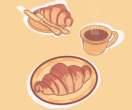croissant and coffee illustration
