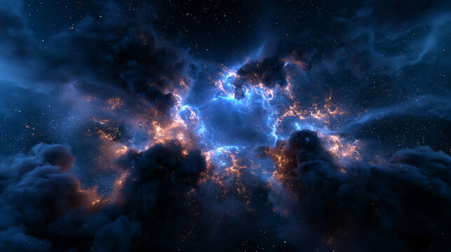 Cosmic Nebula with Glowing Energy and Stardust in Deep Space