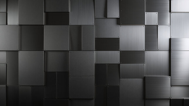 Abstract Dark Metallic Geometric Panel Wall Background Texture