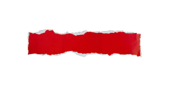 piece of blank red paper texture background torn and ripped on transparent background. document frame design