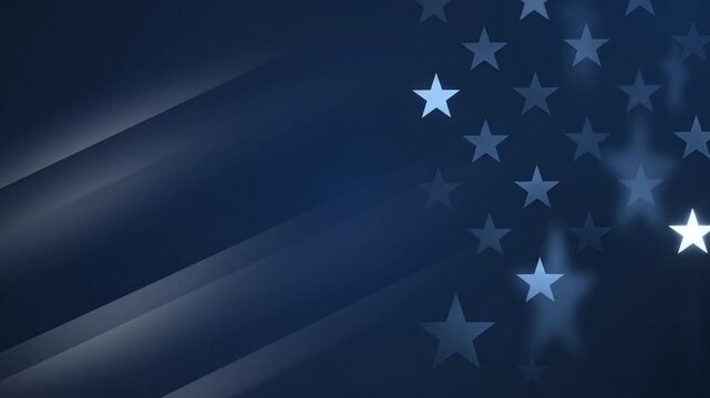 Glowing White Stars Move Smoothly Across Dark Blue Waving Fabric Motion Background