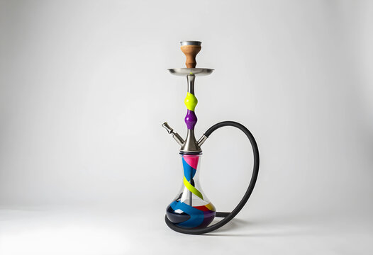 Modern colorful hookah for relaxation and social smoking, shisha pipe with vibrant design on a white background