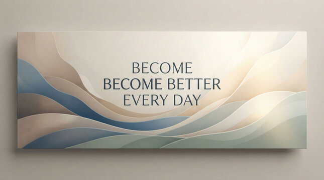Inspirational quote become better every day, motivational text on abstract wavy background, elegant banner for self-improvement and personal growth