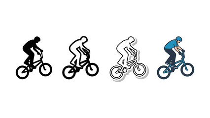 Fototapeta premium Freestyle BMX rider icon set for extreme sports graphics