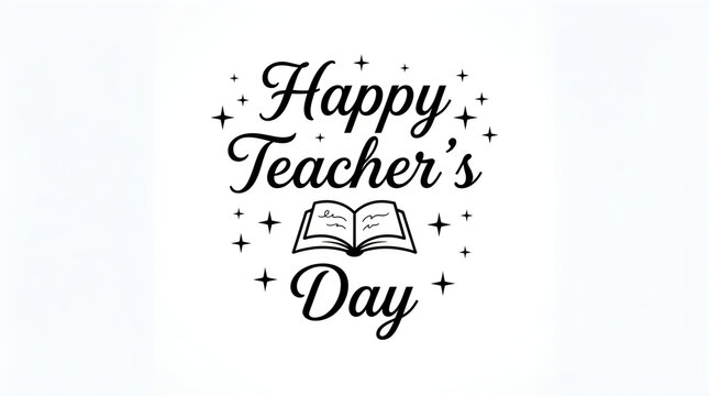 Happy teachers day calligraphy design with open book and heart illustration for appreciation
