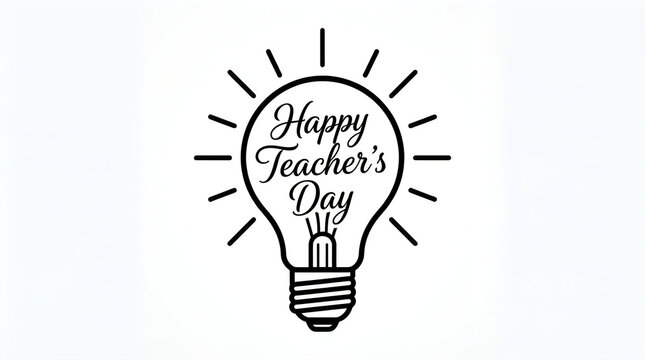 Happy teachers day illustration with a lightbulb design radiating bright beams of light