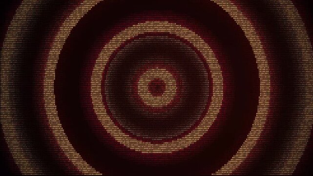 Abstract binary code pattern forming a glowing circular tunnel against dark background with shifting red and orange digits