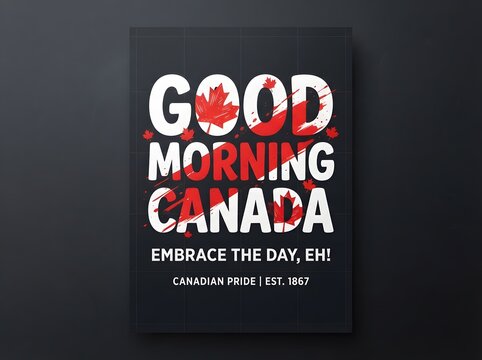 Good morning canada message with a canadian flag background and inspirational text